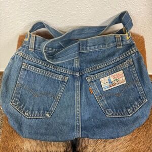 Upcycled Vintage 70s Levi's Shoulder Bag Denim Orange Tab Farmers Mechanics Hobo